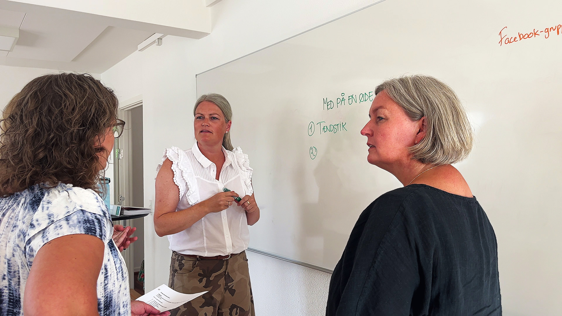 Deltagere i dialog ved whiteboard